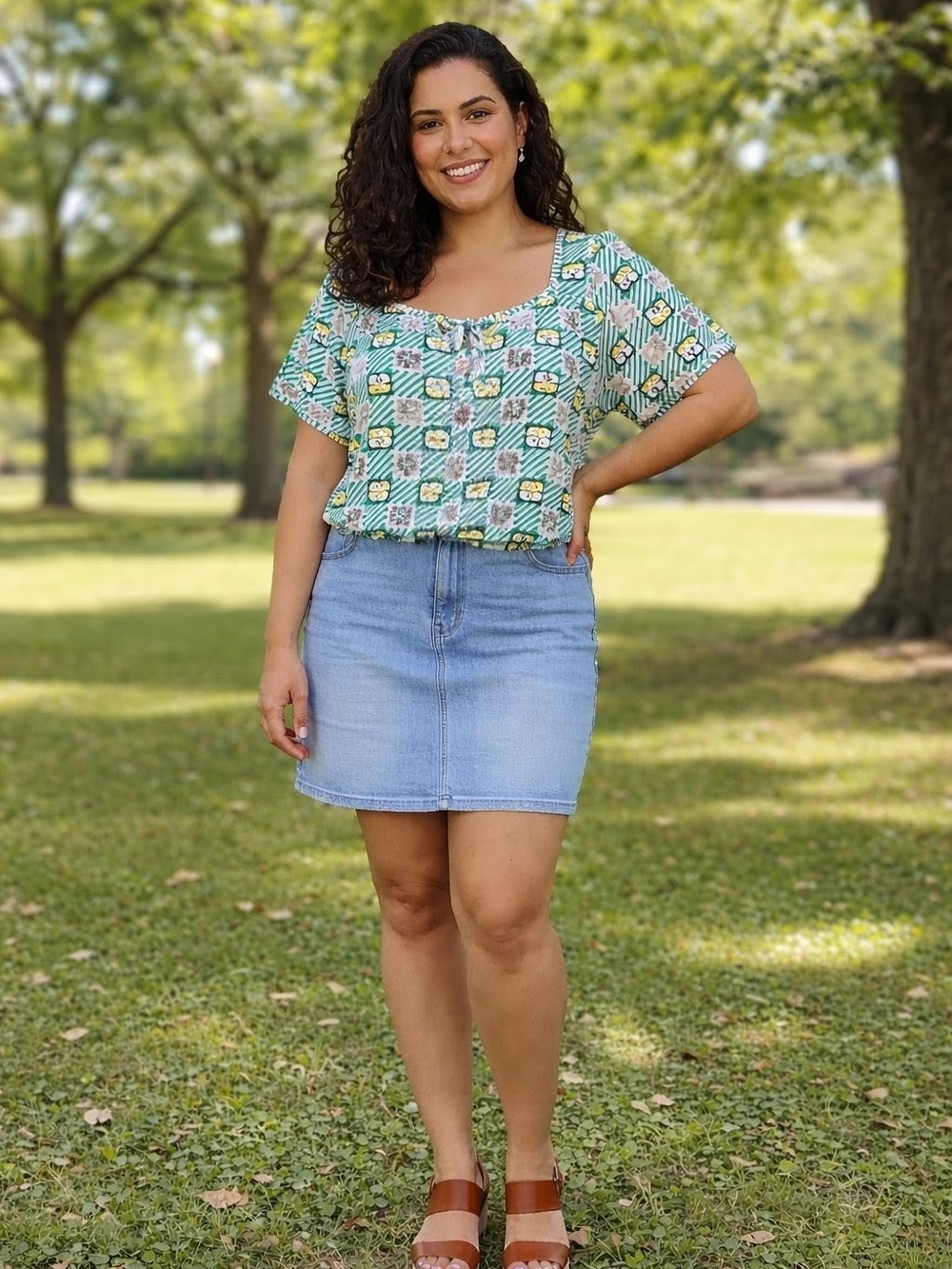 Sanrio Keroppi Green and Yellow Frog Print Top